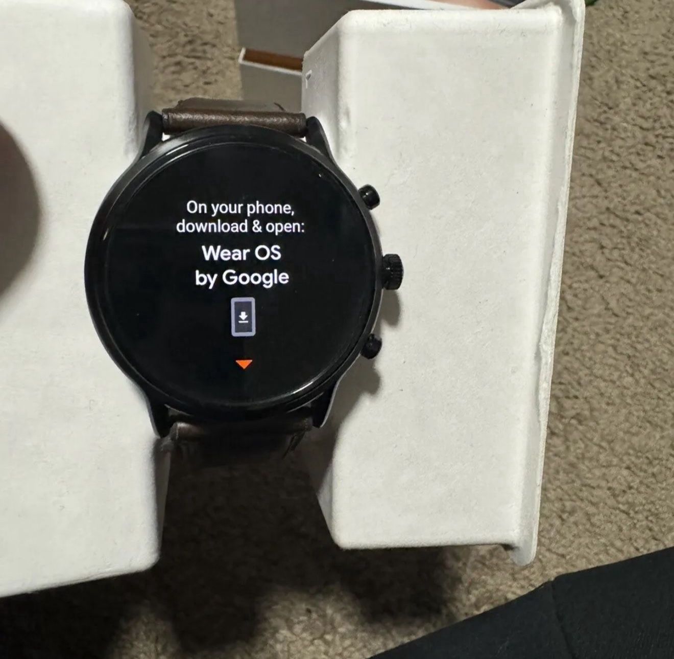 Fossil 44mm Gen 5 Carlyle and Leather Band Smart Watch $80