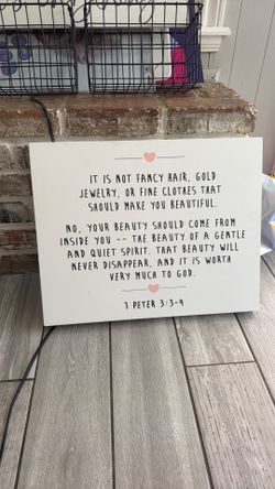 1 Peter 3:3-4 Bible Verse Wood Sign