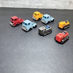 Vintage 1972 TYCO 1:87 HO Scale Bulldozer and Trucks Hong Kong lot of 7