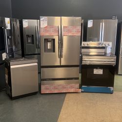 Samsung Stainless Steel appliance Bundle Deal Refrigerator, Electric Stove And Dishwasher 