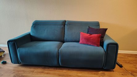 Moving sale, suede teal power recliner
