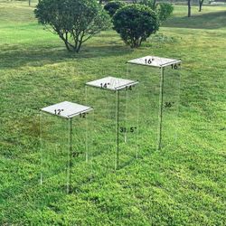 CiaoHER Crystal Clear Acrylic Pedestal Stand for Flower Cake Gift to Decorate Your Wedding Party Event Birthday Gallery (3PCS-extra large). 