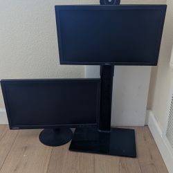 2 Monitors And Over/under Dual Monitor Stand
