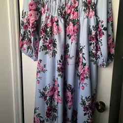 2xl dress light blue flowers hot 🩷