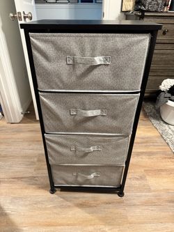 4-Drawer Fabric Dresser / Storage Organizer – Gray & Black