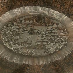 Glass Oval Christmas Platter 
