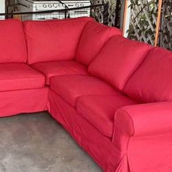 Red Sectional Sofa Like New Conditions From Ikea  Super Comfortable  3 Pieces  I'm Moving Can't Take It  Pet And Smoke Free  9ft × 9ft 