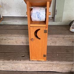 Wooden Outhouse Toilet Paper Storage And Dispenser