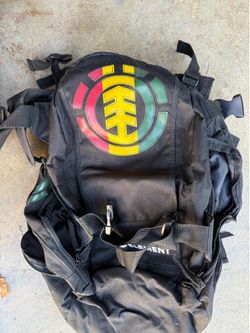 Vintage Element Black Mohave Skateboard Backpack bag Rasta Logo