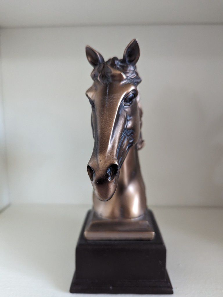 Horse Bronze Figurine with Wood Base