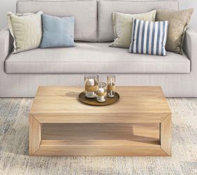 Solid Wood Coffee Table with Shelf – Like New