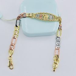 Pulsera Signos De Buena Suerte Oro Laminado Italiano/Italian Gold Plated Good Luck Signs Bracelet