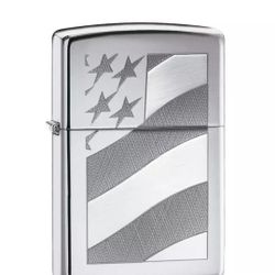 NEW - ZIPPO 2009  OLD GLORY FLAG CHROME POCKET LIGHTER WINDPROOF MADE IN USA REUSEABLE
