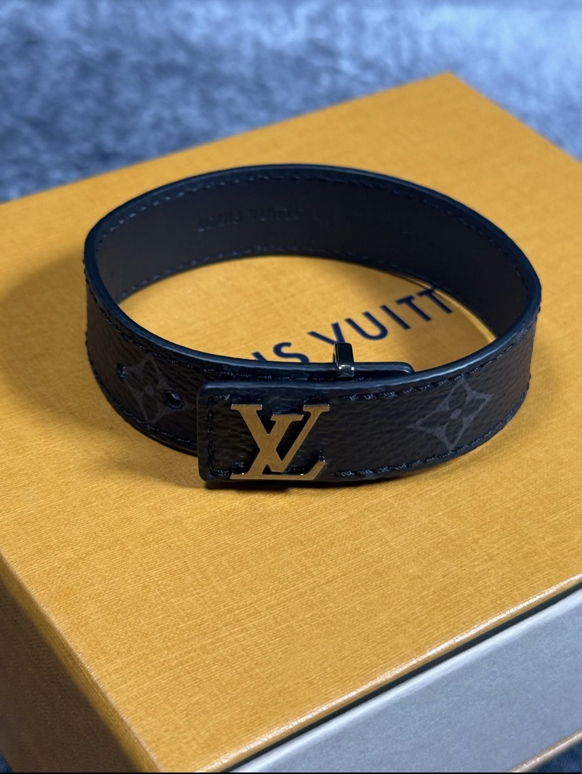 Louis Vuitton Black and Silver Monogram Bracelet