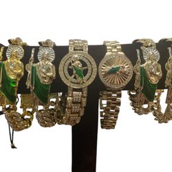 San Judas Bracelets And Necklaces Gold Plated