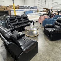 Premium Black and Brown Recliner 3Pcs Set (1/12) / Juego de 3 piezas reclinable negro y marrón de primera calidad