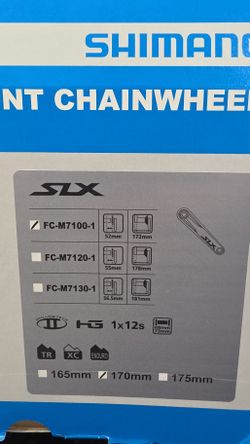 SHIMANO SLX Fc-M7100 1X Crank Arms Black, 170Mm