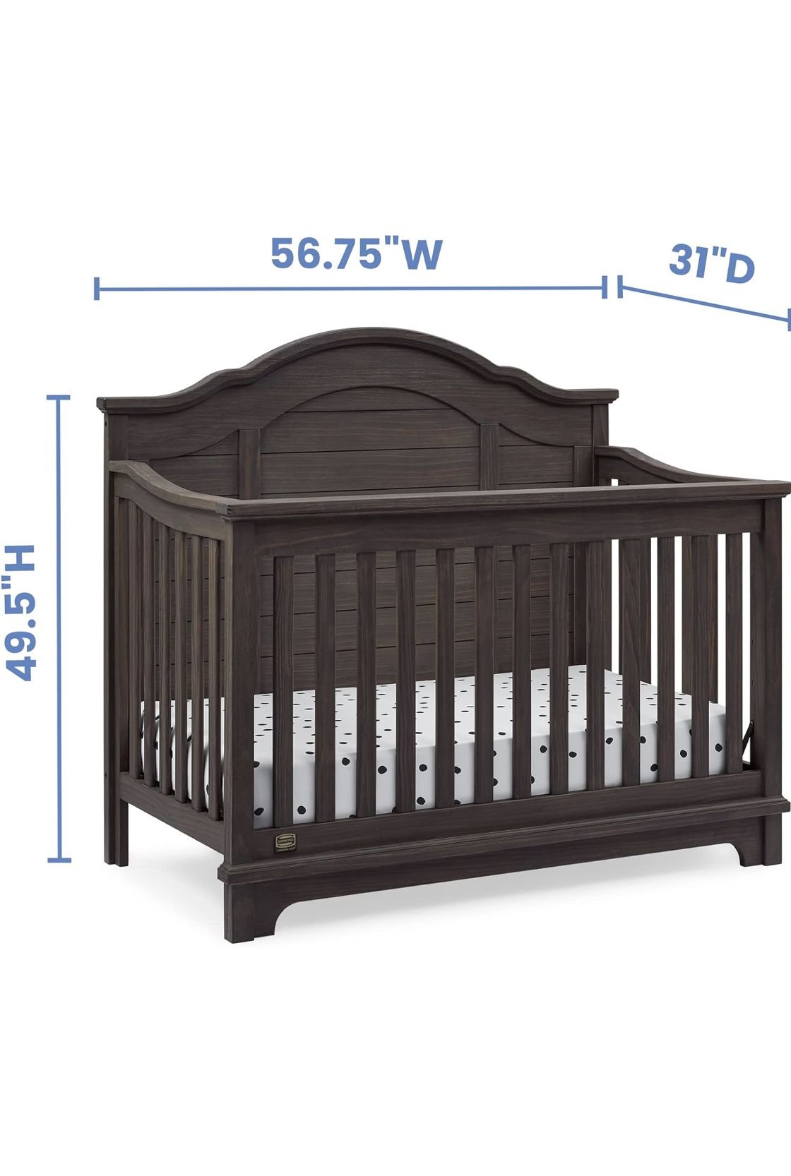 Baby Crib with Toddler Rail,Rustic Grey