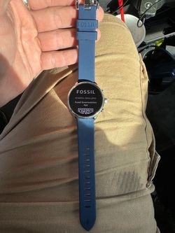 Fossil Unisex Gen 6 44mm Wellness Edition Touchscreen Silicone Smart Watch, Color: Silver, Navy