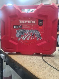 CRAFTSMAN Mechanics Tool Set 105 Pcs, Standard (SAE) and Metric with Case , 1/4 and 3/8 Inch Drive Car Tool Kit( CMMT12123)