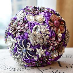 Purple Crystal Wedding Bouquet