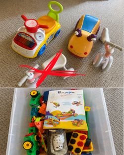 Kids Ride-On Cars & Building Toys Set – $10 for All