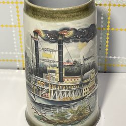 Vintage 1977 Marzi Und Remy Stoneware Stein Tankard #55949 Steamship