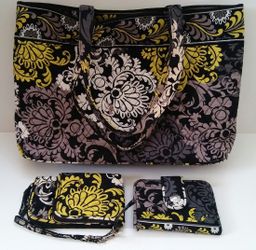 Vera Bradley Baroque Retired Pattern Large Tote,Wristlet& Wallet