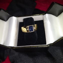 Blue CZ Engagement Ring Men/Women