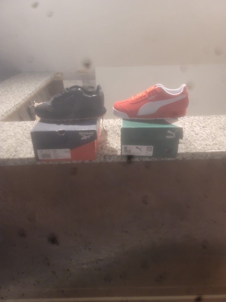 Brand New Reebok 4.5 Size Junior Pink Female Puma Both For 75 Dollar S