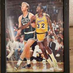Magic Johnson and Larry Bird Autographed Frame