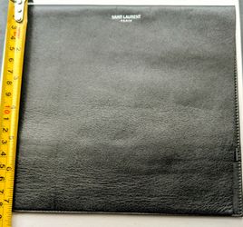Saint Laurent Paris - Fold Over Leather Jewelry/Wallet, 7" x 7" Carry Case + Cotton Cloth Dustbag