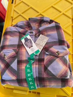 Ladies Plush Plaid Shirt Jacket XL