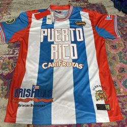 This is a multicolor Puerto Rico 1990 World Cup National Team soccer jersey by Headgear Classics