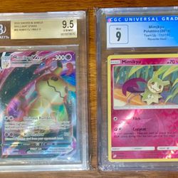 Pokemon: (2) - 'Mimikyu' Cards: VMAX + Team-Up (Reverse Holo) - BGS & CGC Graded