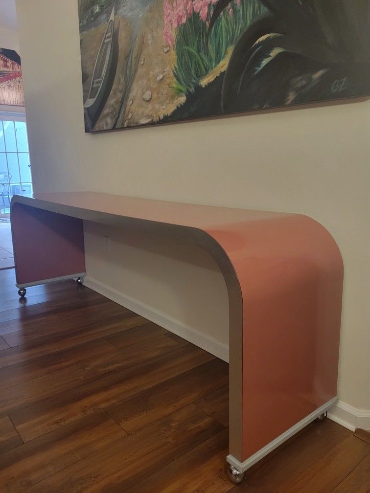 Vintage 1980's Waterfall Shape Console Table 