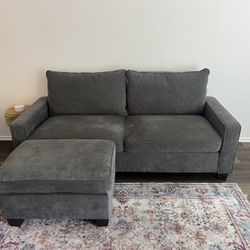 Grey couch & ottoman 