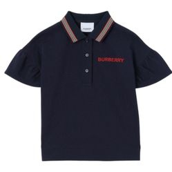 Burberry Girls Martina Flutter Sleeve Cotton Piqué Polo Size 14Y $200