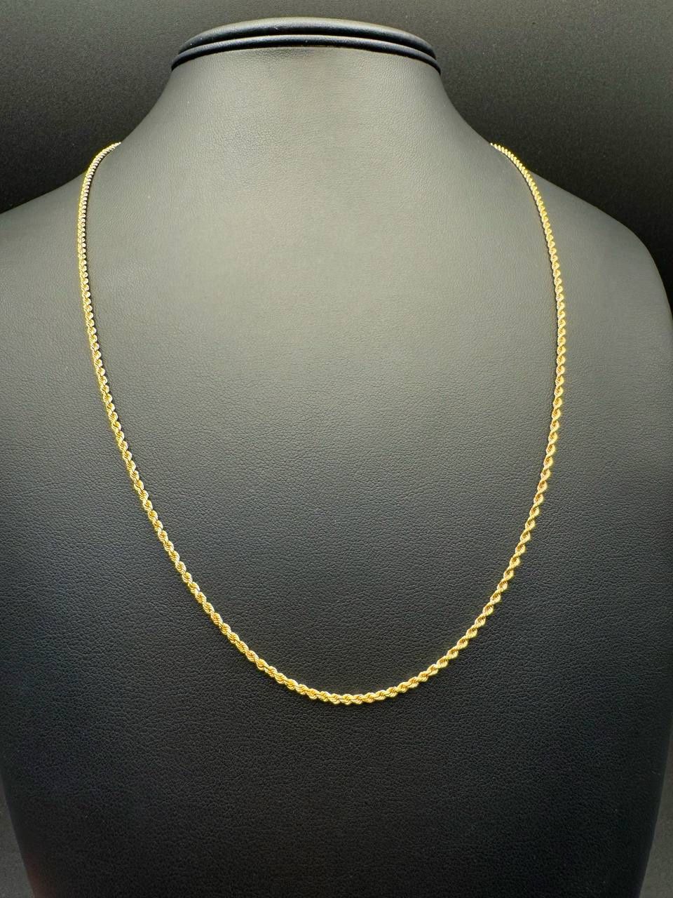 14k solid yellow gold 22” Rope chain Necklace 6.1 grams 1.8mm