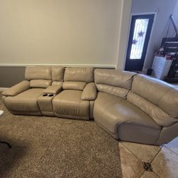 Rocking/Reclining Leather Loveseat with Corner Turn - $250 OBO