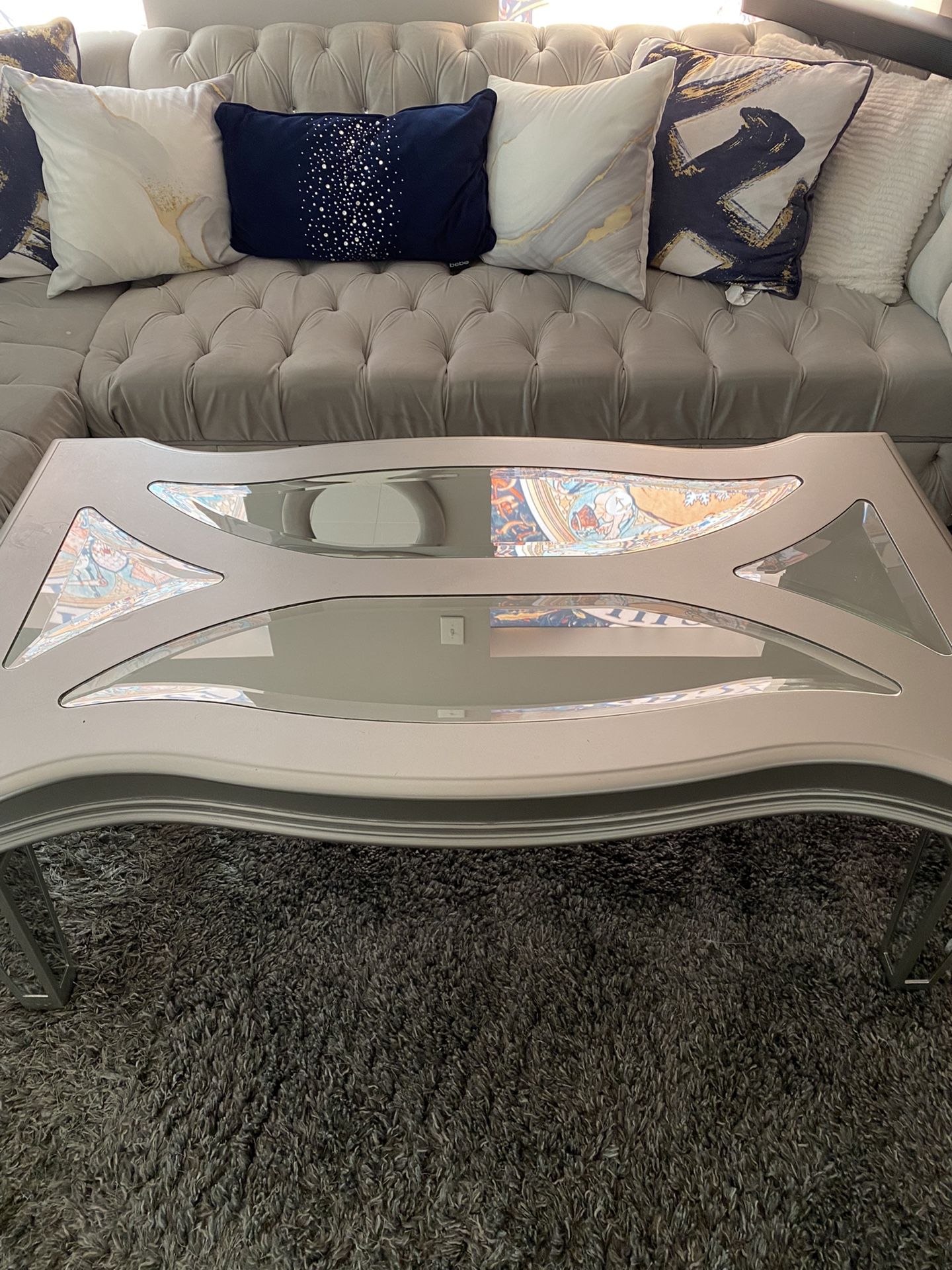 Gray And Mirrored Coffee Table