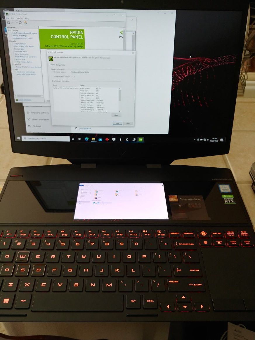 HP OMEN CORE I7 9750H 16GB 512GB SSD RTX 2070 GAMING LAPTOP DUAL SCREEN