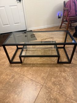 Glass Top Coffee Table with Lower Shelf