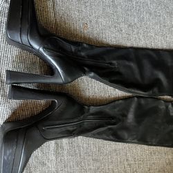 Leather Material Thigh High Boots