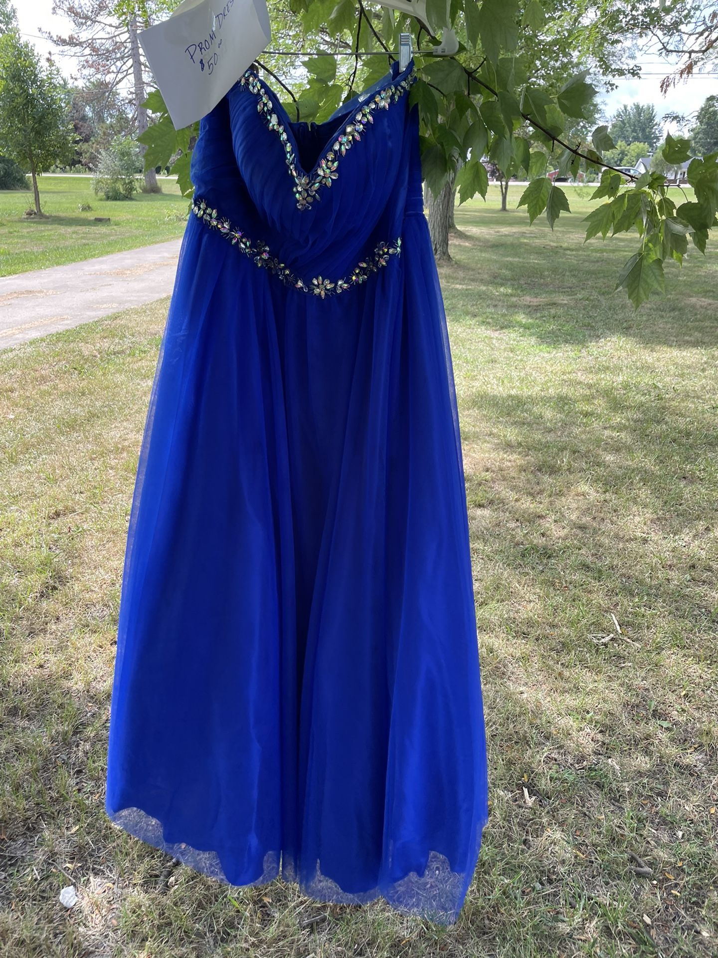 Formal Dress Blue / Gems On Bodice Size 18/19