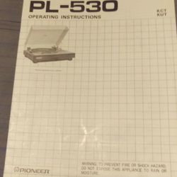 Pioneer PL 530 Turntable Manual 