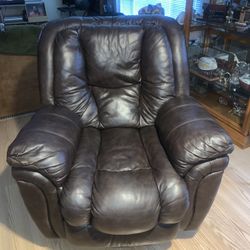 Brown Leather Swivel Recliner 