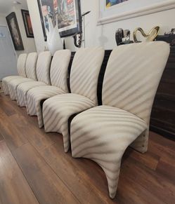Set of 6 High-Back Upholstered Dining Chairs
