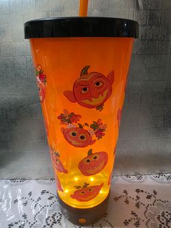 Halloween Pumpkin Light-Up Tumbler with Straw