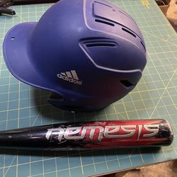Baseball Bat And Adidas Helmet Nemesis